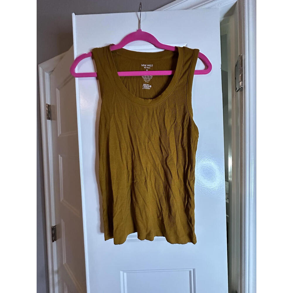 Nine West Ribbed Tank Brown Size Medium